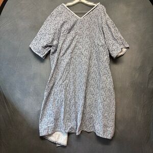 MIP Medical Hospital Gown Blue Leaf Print Reusable Unisex Costume Clinic Play